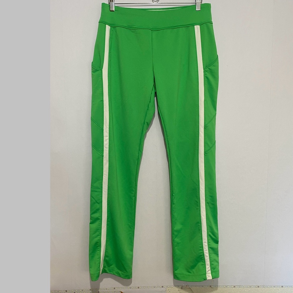 Nike Fit Dry Green Track Pants White Stripe Women’s Medium Activewear Comfy